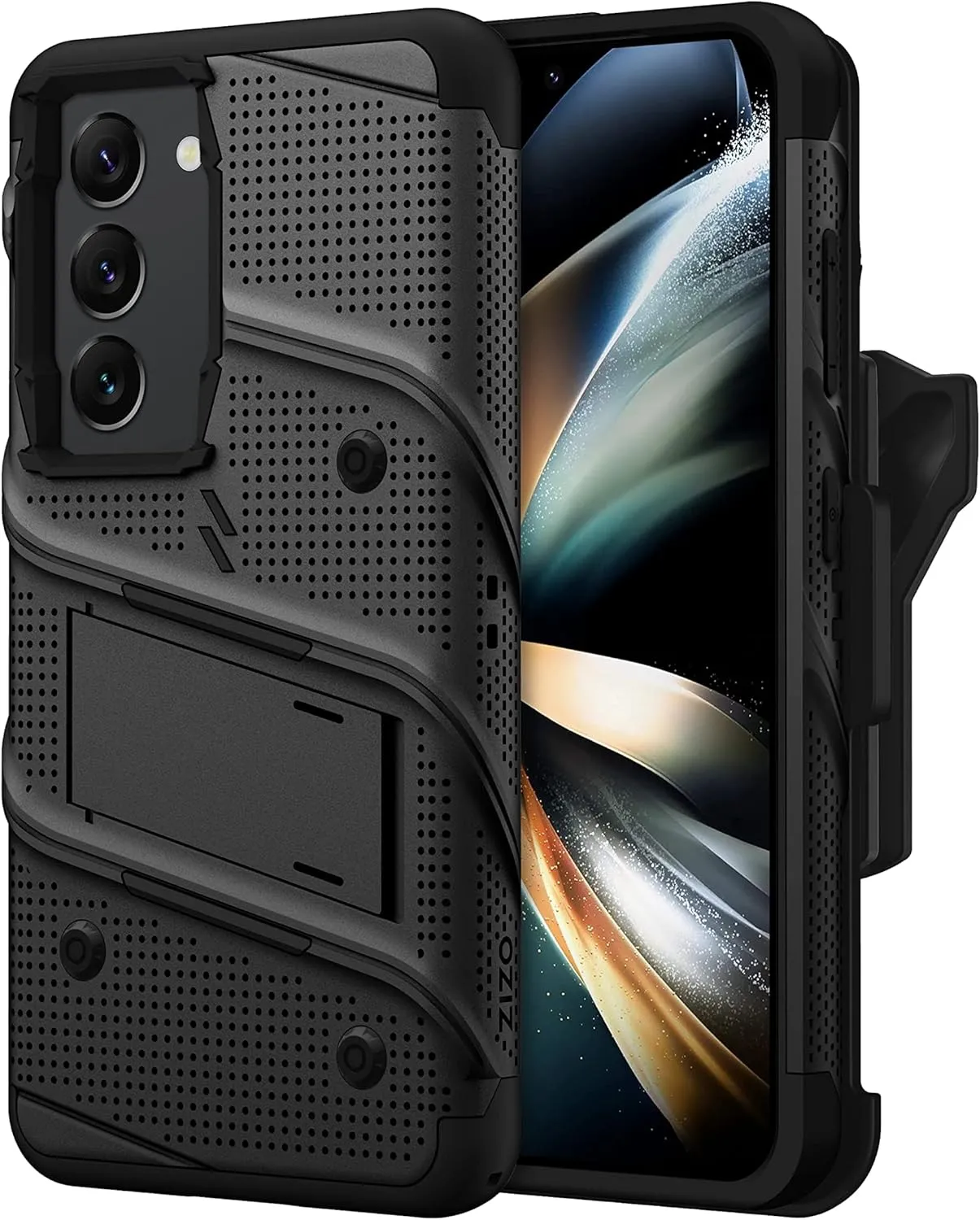 ZIZO Bolt Bundle for Galaxy S23 Case with Screen Protector Kickstand Holster Lanyard - Black