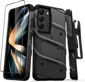 ZIZO Bolt Bundle for Galaxy S23 Case with Screen Protector Kickstand Holster Lanyard - Black
