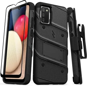 ZIZO Bolt Series for Galaxy A02s Case with Screen Protector Kickstand Holster Lanyard - Black